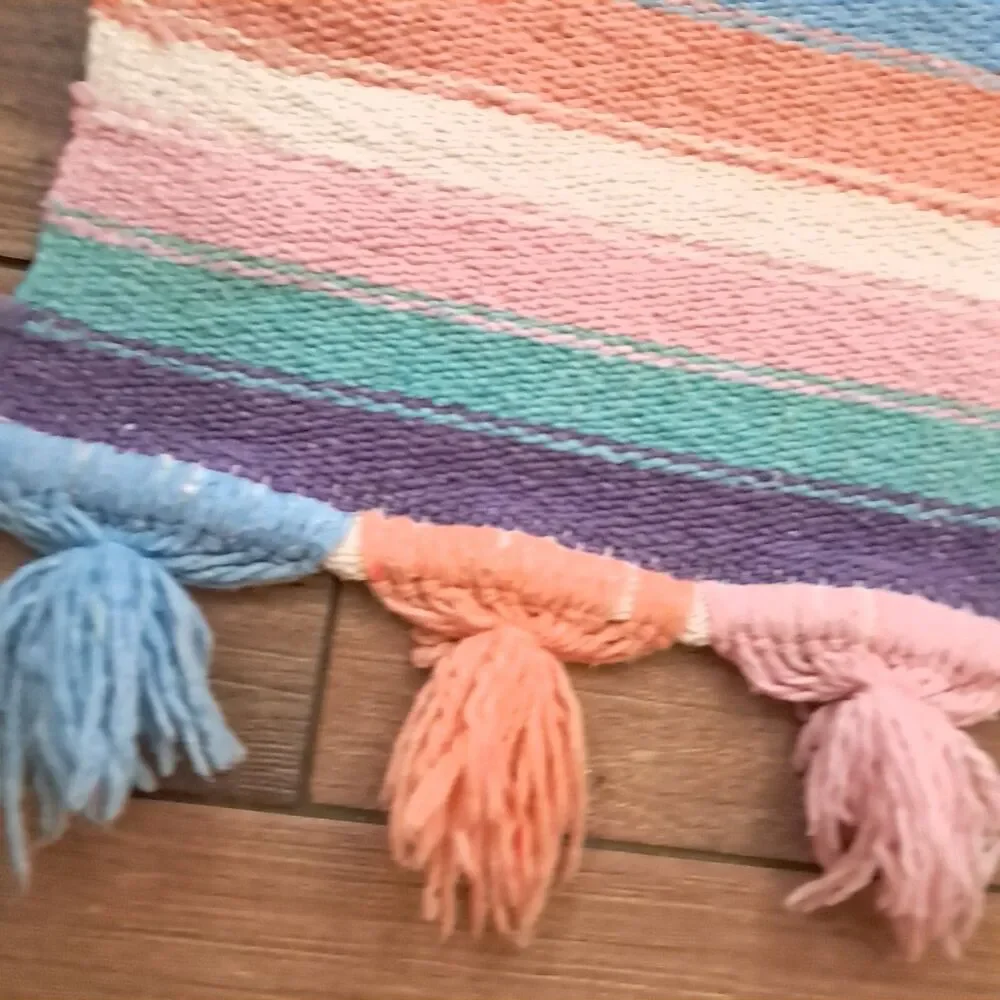 Vintage Mexican Pastel Houses church Wall Hanging decor Tapestry southwest woven